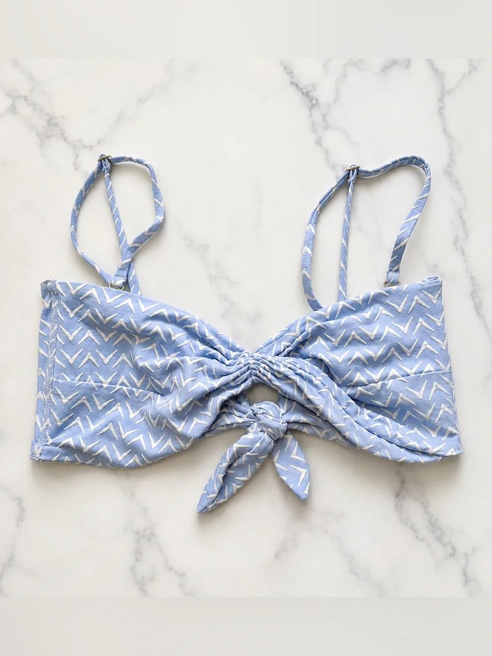Revel Rey Blue Tie Front Crop Top High Waist Shorts Resort Set S NWOT